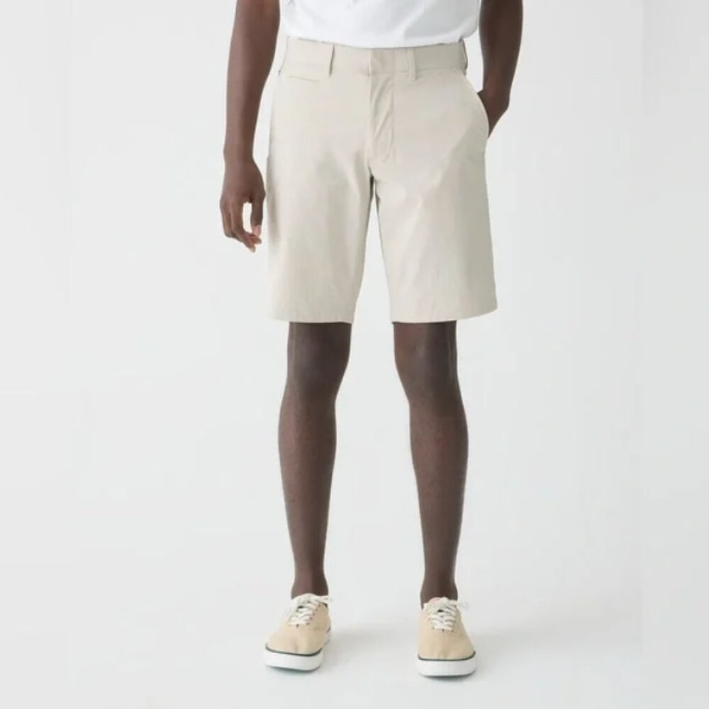 J.Crew Tech Shorts Mens W36 Khaki Beige Athletic Golf 10.5 Inseam UPF 50+